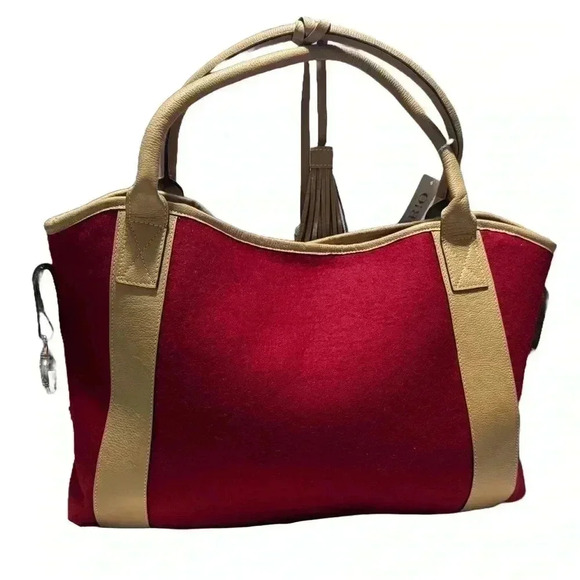 NWT | Modus R!o / Modus Rio | Red & Tan Tote (Comes w/Dustbag) - Picture 3 of 9